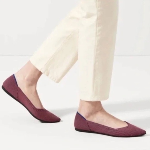 Rothy's The Point Rose Double Stitch Point Toe Slip On Knit Flats - Picture 5 of 15